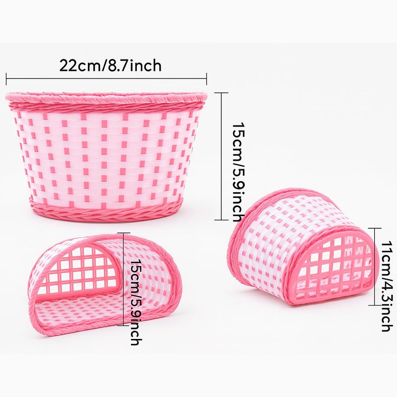 ANZOME Girls Bike Basket with Daisy Bell & Streamers, Kids Bicycle Handlebar Basket for 12â€“16 Inch Bikes, Pink Woven Bike Accessories for Girls, Christmas for Little Riders - Image 4